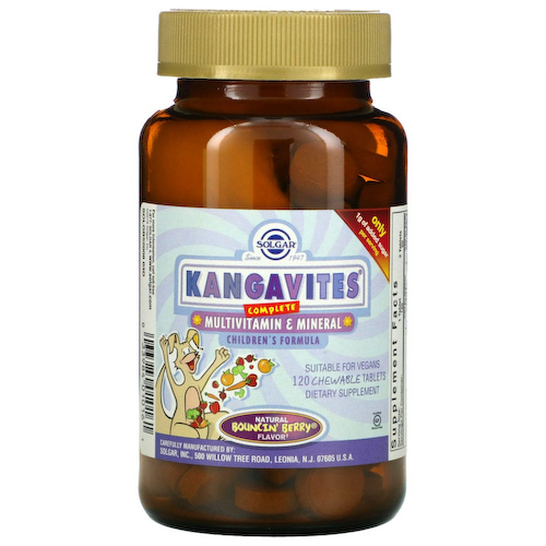 Solgar, Kangavites, полноценный детский комплекс с витаминами и минералами, со вкусом ягод Bouncin', 120 жевательных таблеток #1