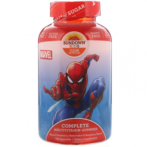 Sundown Naturals Kids, Компекс мультивитаминов в жевательных таблетках, Marvel Spiderman, с натуральными ароматизатороами клубники, арбуза и малины, 180 жевательных таблеток #1