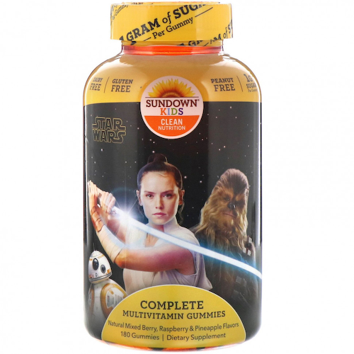 Sundown Naturals Kids, полноценный мультивитаминный комплекс в жевательных таблетках, «Дисней: Звездные войны», натуральное ягодное ассорти, малина и ананас, 180 жевательных таблеток #1