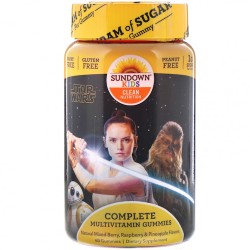 Sundown Naturals Kids, полноценный мультивитаминный комплекс в жевательных таблетках, «Дисней: Звездные войны», натуральное ягодное ассорти, малина и ананас, 60 жевательных таблеток #1