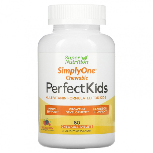 Super Nutrition, Perfect Kids, мультивитаминный комплекс для детей, вкус лесных ягод, 60 вегетарианских жевательных таблеток #1