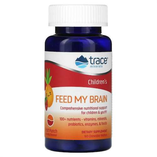 Trace Minerals ®, Feed My Brain, для детей, со вкусом фруктового пунша, 60 жевательных вафель #1