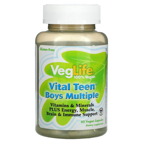 VegLife, Vital Teen, витаминный комплекс для мальчиков, 60 растительных капсул #1