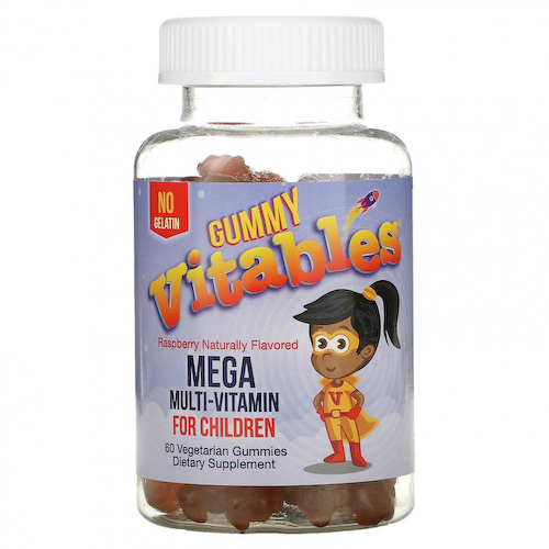 Vitables, жевательные мегамультивитамины для детей, без желатина, малиновый вкус, 60 вегетарианских жевательных мармеладок #1