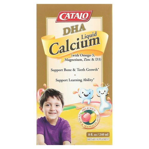 Catalo Naturals, Жидкий кальций ДГК с омега-3, магнием, цинком и витамином D3, персиком и манго, 240 мл (8 жидк. Унций) #1