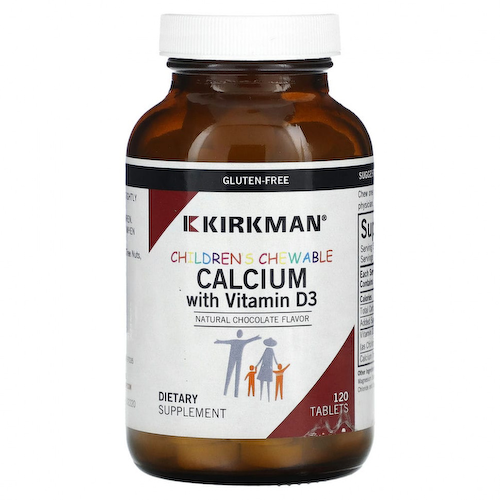 Kirkman Labs, Жевательные таблетки с кальцием для детей, с витамином D3, натуральный шоколад, 120 таблеток #1