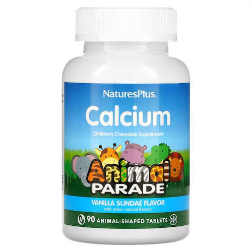 NaturesPlus, Source of Life, Animal Parade, кальций, жевательная добавка для детей, со вкусом ванильного мороженого, 90 таблеток в форме животных #1