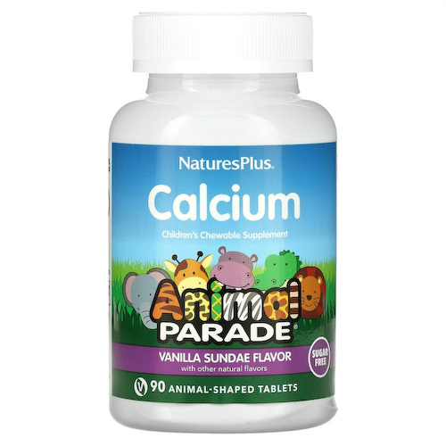 NaturesPlus, Source of Life, Animal Parade, кальций, жевательная добавка для детей, без сахара, вкус натурального ванильного мороженого, 90 таблеток в форме животных #1