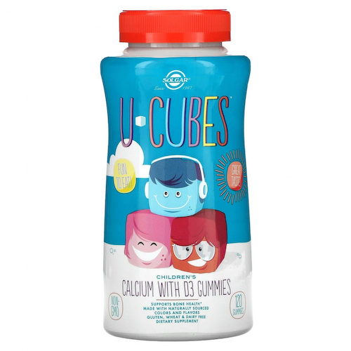 Solgar, U-Cubes, кальций с витамином D3 для детей, со вкусом клубники, 120 жевательных мармеладок #1