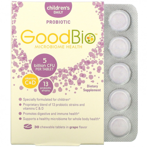 BioSchwartz, GoodBio, ежедневный пробиотик для детей, виноград, 30 жевательных таблеток #1