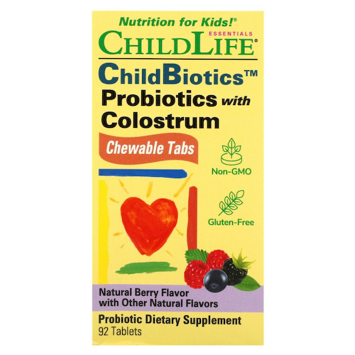 ChildLife, Пробиотик с молозивом, смесь ягод, 90 жевательных таблеток #1