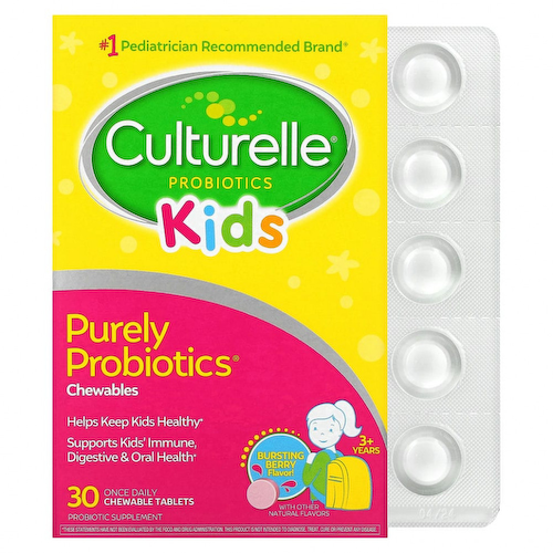 Culturelle, Purely Probiotics,чистые пробиотики, для детей старше 3 лет, интенсивный ягодный вкус, 30 жевательных таблеток #1