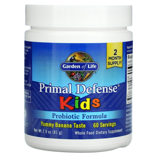 Garden of Life, Kids, Primal Defense, пробиотическая формула, с натуральным банановым вкусом, 81 г (2,9 унции) #1