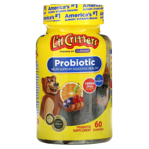 L'il Critters, пробиотик с пребиотиками, со вкусом вишни, апельсина и винограда, 1 млрд КОЕ, 60 жевательных мармеладок #1
