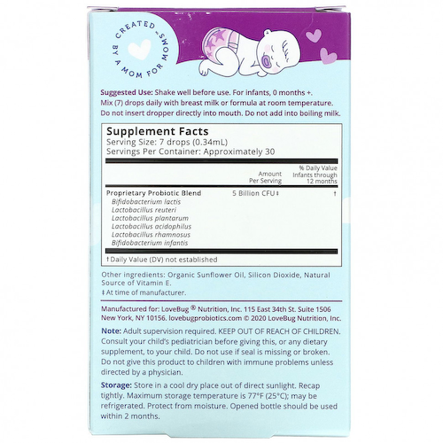 LoveBug Probiotics, пробиотик для детей, в жидкой форме, 5 млрд КОЕ, 10 мл (0,34 жидк. унции) #1