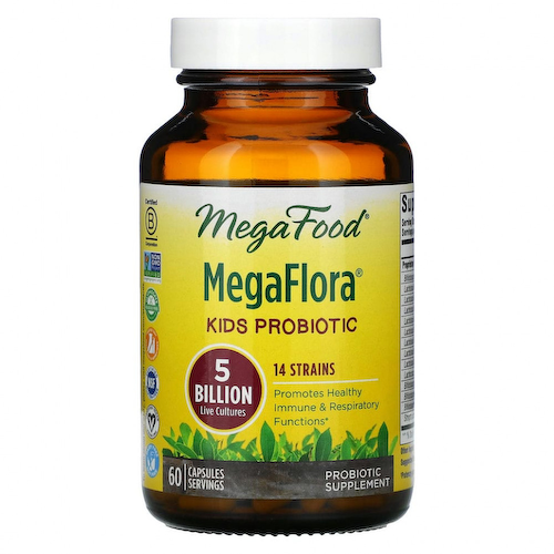 MegaFood, MegaFlora, пробиотик для детей, 5 млрд КОЕ, 60 капсул #1