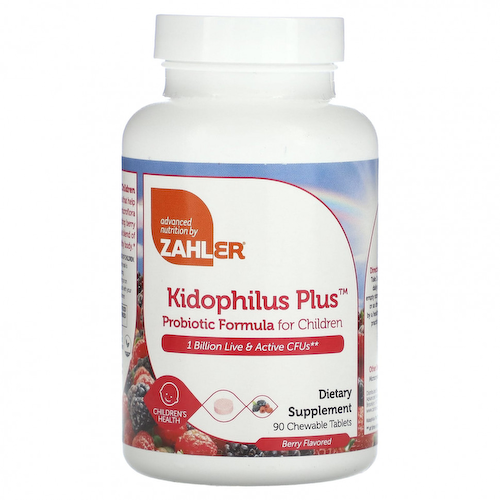 Zahler, Kidophilus Plus, пробиотическая смесь для детей, ягоды, 1 млрд КОЕ, 90 жевательных таблеток #1