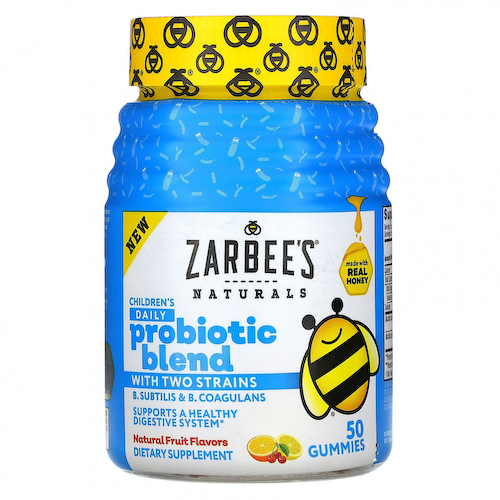 Zarbee's, Смесь пробиотиков для детей на каждый день, два штамма, натуральный фруктовый вкус, 50 жевательных таблеток #1