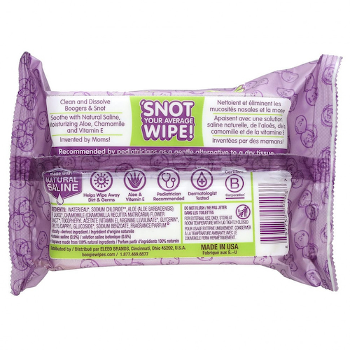 Boogie Wipes, Салфетки с натуральной солью для текущего носа, отличный виноградный запах, 30 салфеток #1