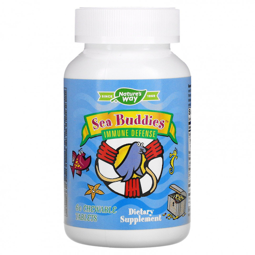 Enzymatic Therapy, Sea Buddies, Защита иммунитета, 60 жевательных таблеток с черникой #1