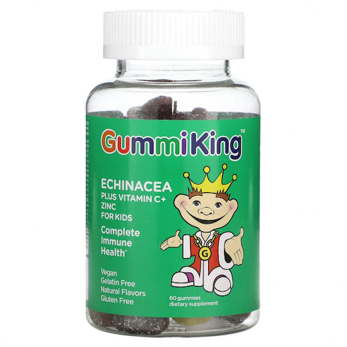 GummiKing, эхинацея, витамин C и цинк для детей, вкус клубники, апельсина, лимона, винограда, вишни и грейпфрута, 60 жевательных таблеток #1
