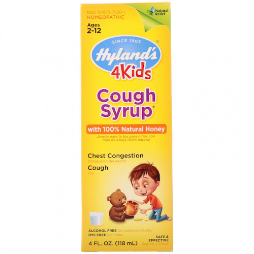 Hyland's, 4 Kids, сироп от кашля со 100% натуральным медом, для детей 2–12 лет, 118 мл (4 жидк. Унции) #1
