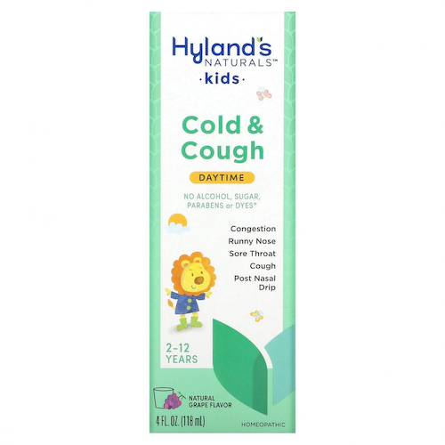 Hyland's, 4 Kids, средство от насморка и кашля для детей, для приема днем, от 2 до 12 лет, со вкусом натурального винограда, 4 мл (118 жидк. унций) #1