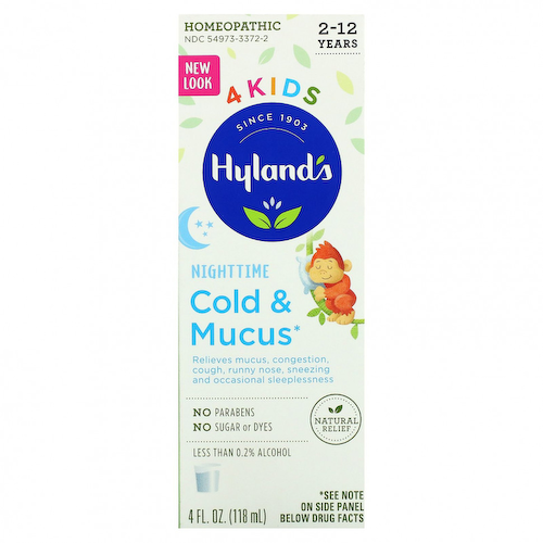 Hyland's, 4 Kids, средство от насморка и мокроты для детей от 2 до 12 лет, для приема вечером, 118 мл (4 жидк. унции) #1