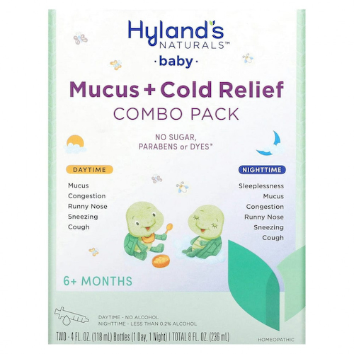 Hyland's, Baby, средство от слизи и простуды, дневное и ночное средство, для детей от 6 месяцев, 2 флакона по 118 мл (4 жидк. Унции) #1