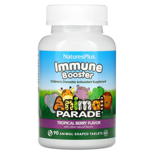 NaturesPlus, Source of Life, Animal Parade, добавка для укрепления детского иммунитета, вкус натуральных тропических ягод, 90 животных #1