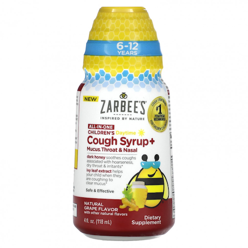 Zarbee's, Children's Daytime, сироп от кашля и слизи, для горла и носа, для детей от 6 до 12 лет, из натурального винограда, 118 мл (4 жидк. Унции) #1