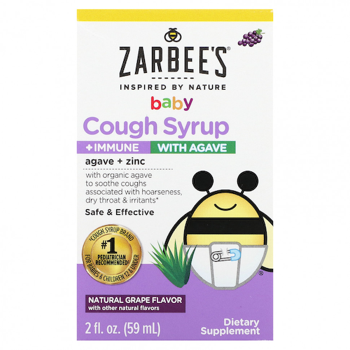 Zarbee's, детский сироп от кашля для поддержки иммунитета с агавой, натуральный виноградный вкус, 59 мл (2 жидк. унции) #1