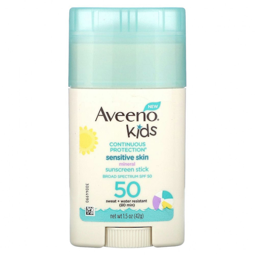 Aveeno, Kids, солнцезащитный стик для чувствительной кожи, SPF 50, без отдушек, 42 г (1,5 унции) #1