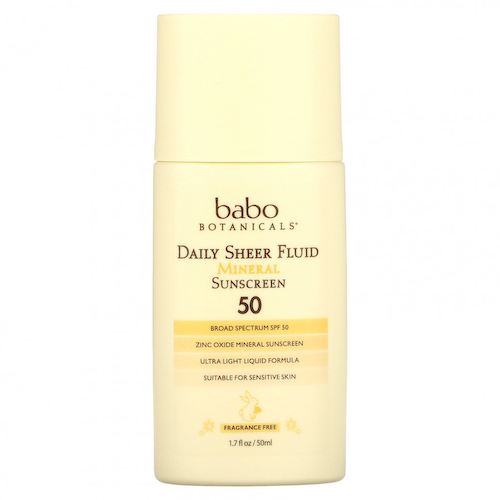 Babo Botanicals, Daily Sheer Fluid Mineral Sunscreen 50, без отдушек, 50 мл (1,7 жидк. Унции) #1