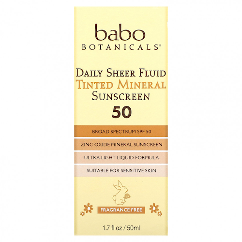 Babo Botanicals, Daily Sheer, флюид, тонирующее солнцезащитное средство с минералами 50, без отдушек, 50 мл (1,7 жидк. Унции) #1
