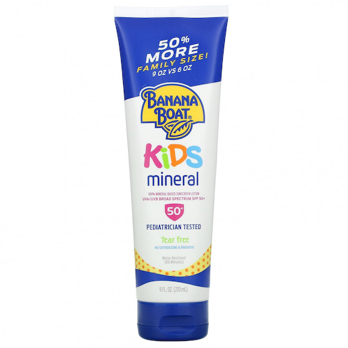 Banana Boat, Для детской кожи, солнцезащитный лосьон на минеральной основе, солнцезащитный фактор SPF 50+, 270 мл (9 жидк. унций) #1