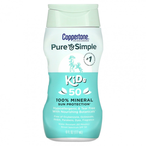 Coppertone, Pure & Simple, для детей, 100% минеральная защита от солнца, SPF 50, 177 мл (6 жидк. Унций) #1