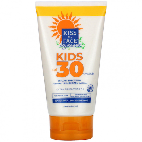 Kiss My Face, Organics, Kids, минеральный солнцезащитный лосьон широкого спектра действия, SPF 30, 100 мл (3,4 жидк. унции) #1