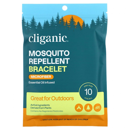 Cliganic, Браслет от комаров, с эфирным маслом, универсальный размер, 10 браслетов, по 0,11 унции #1