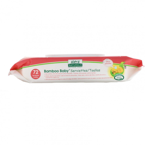 Aleva Naturals, Влажные салфетки для сверхчувствительной кожи Bamboo Baby Wipes, без отдушки, 72 влажных салфетки, 7,9 x 6,7 дюймов (17 x 20 см) #1