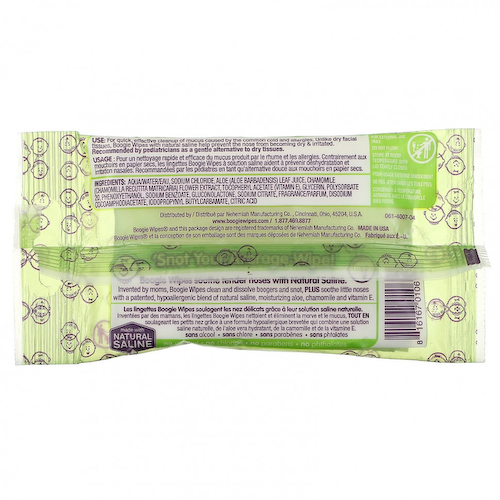 Boogie Wipes, Салфетки с мягким солевым покрытием от заложенности носа, свежий запах, 10 салфеток #1