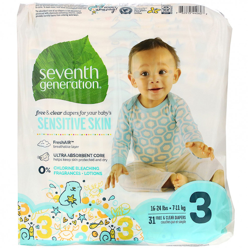 Seventh Generation, Free & Clear Diapers, Size 3, 16-24 lbs, 31 Diapers #1