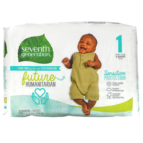 Seventh Generation, Подгузники для чувствительной защиты, размер 1, 8–14 фунтов, 31 шт. #1