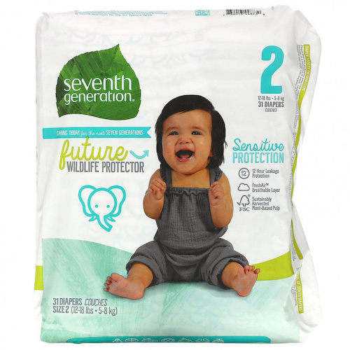 Seventh Generation, Sensitive Protection Diapers, Size 2, 12- 18 lbs, 31 Diapers #1