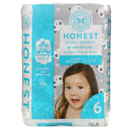 The Honest Company, Honest, подгузники, размер 6, вес более 35 фунтов, Pandas, 18 подгузников #1
