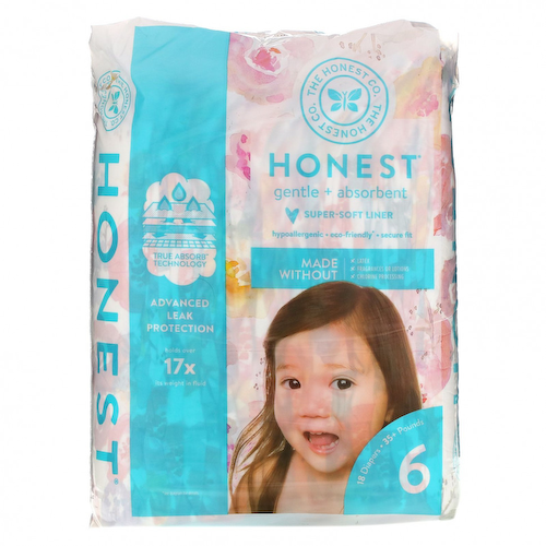 The Honest Company, Honest, подгузники, размер 6, от 35 кг, роза, 18 подгузников #1