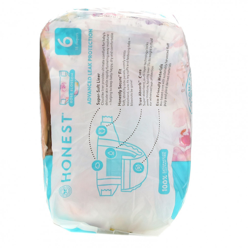 The Honest Company, Honest, подгузники, размер 6, от 35 кг, роза, 18 подгузников #1