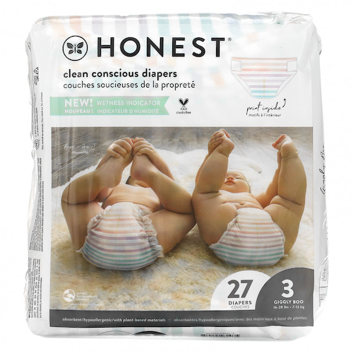 The Honest Company, Honest, подгузники, размер 3, 7–13 кг (16–28 фунтов), радужные полоски, 27 шт. #1