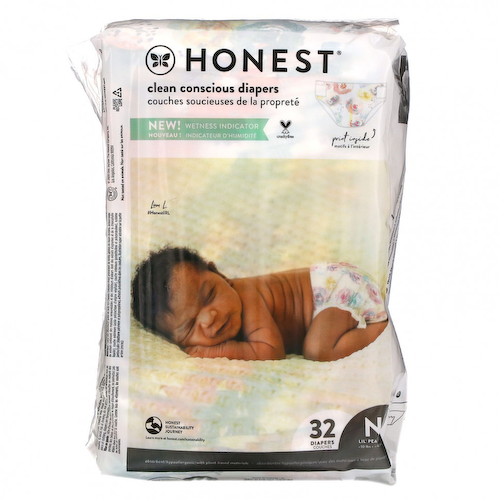 The Honest Company, Honest, подгузники для новорожденных, менее 4,5 кг (10 фунтов), цветущая роза, 32 подгузника #1