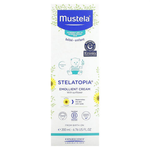 Mustela, Stelatopia, Смягчающий крем с подсолнечником, без отдушек, 6,76 жидких унций (200 мл) #1